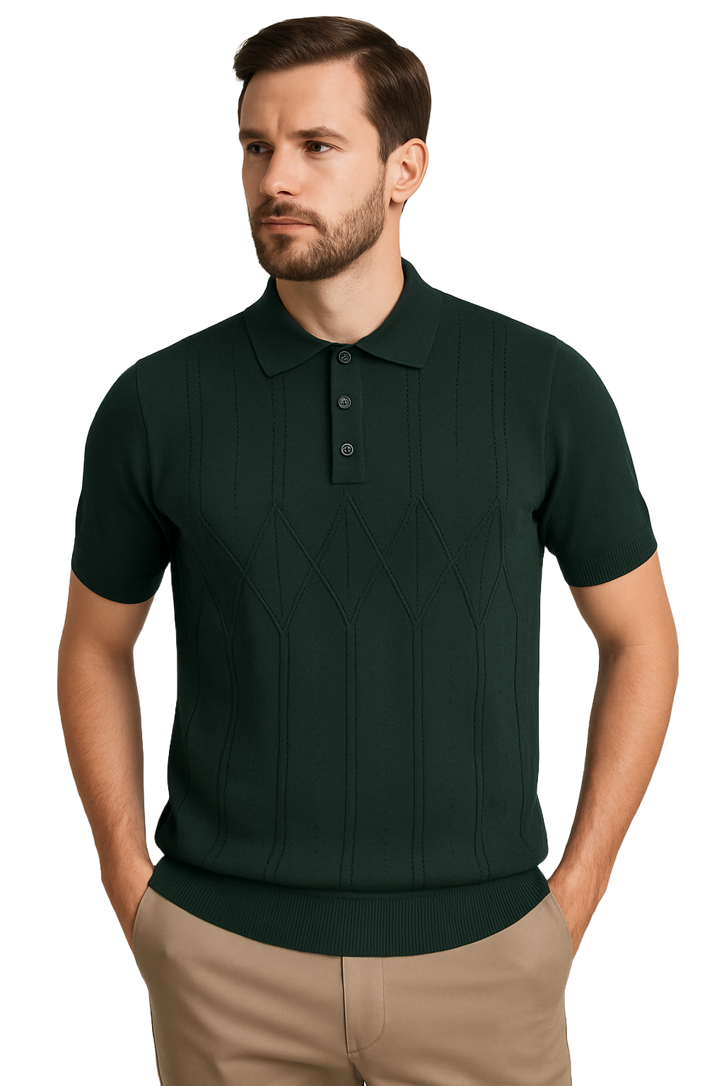 Emerald Textured Knit Polo Shirt