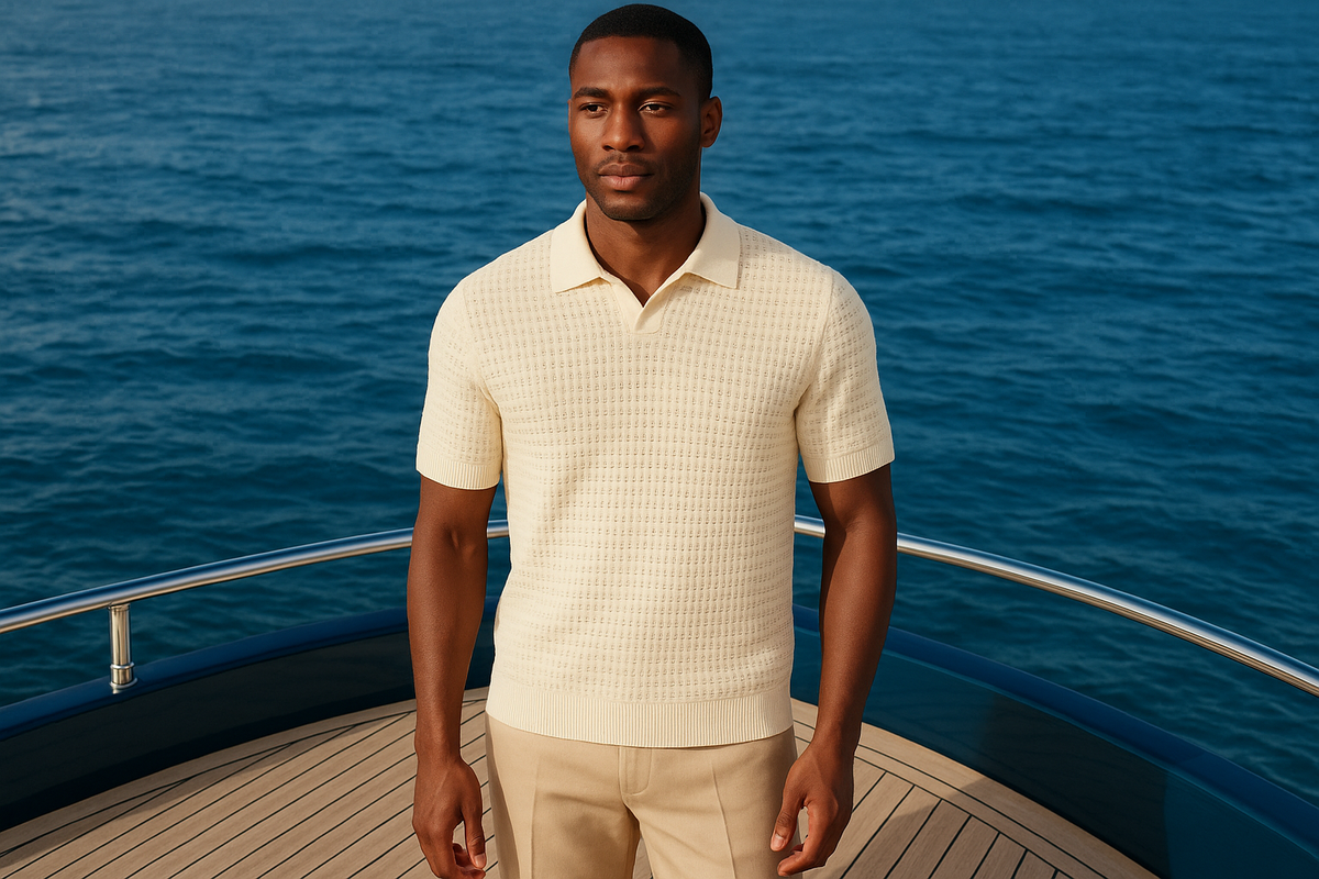 NoirMen Cream Cotton Knitted Polo Shirt – Timeless Old Money Style