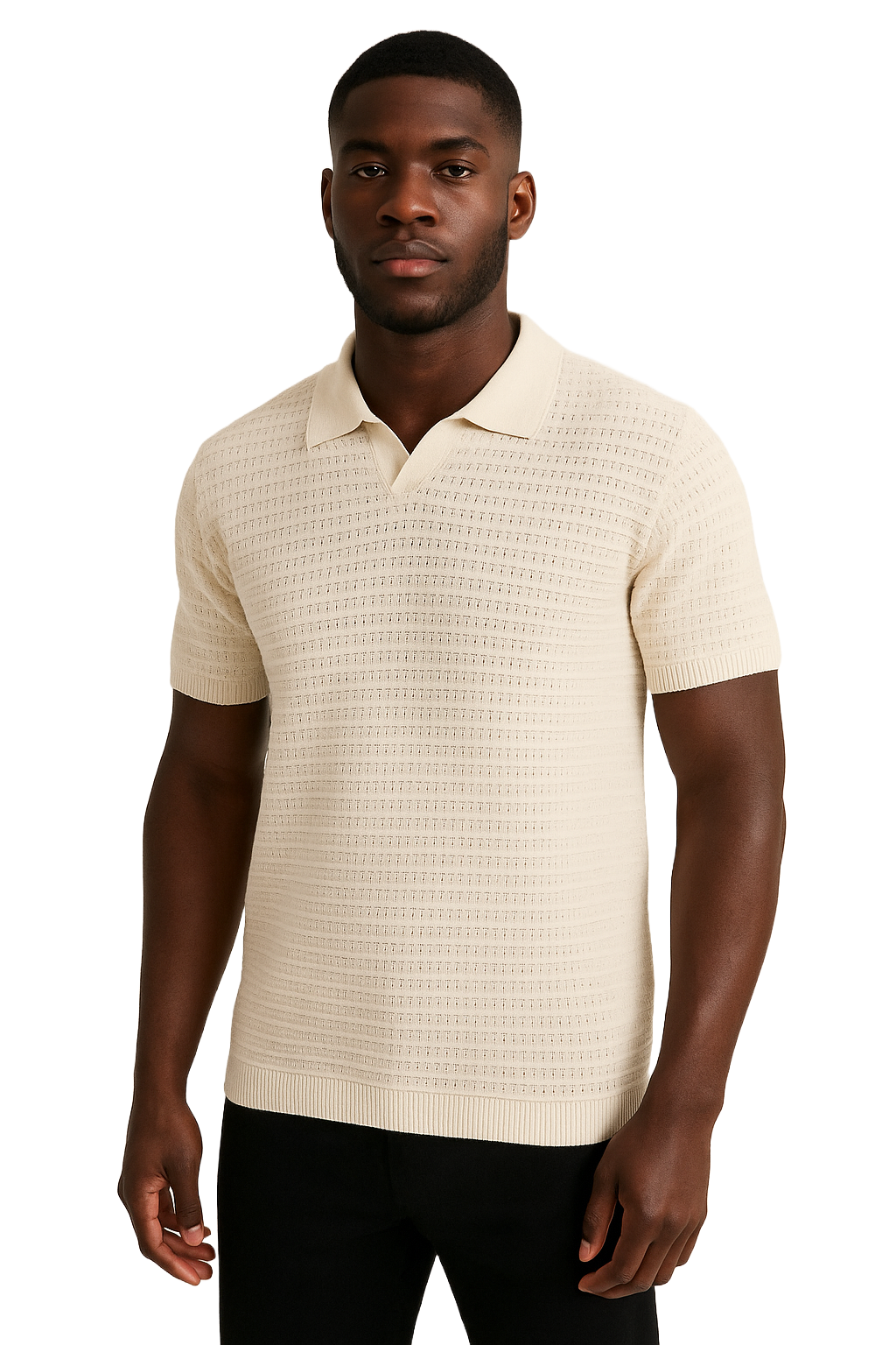 NoirMen Cream Cotton Knitted Polo Shirt – Timeless Old Money Style