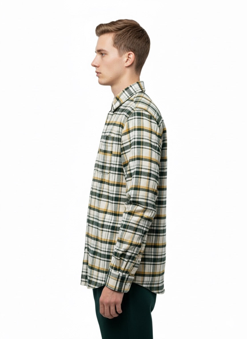 Men's Thick Cotton Shirts for Winter - Yellow Plaid 100% Cotton | Shop Noir Men