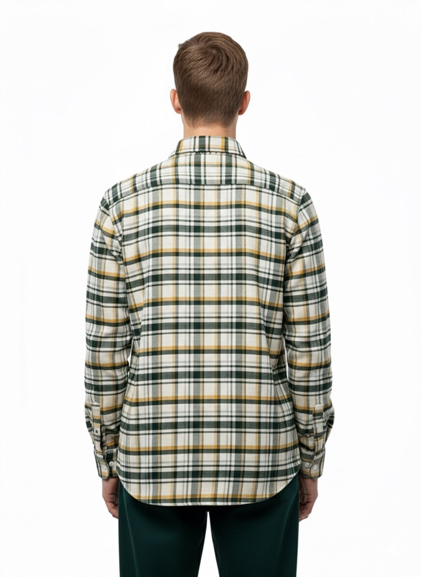 Men's Thick Cotton Shirts for Winter - Yellow Plaid 100% Cotton | Shop Noir Men