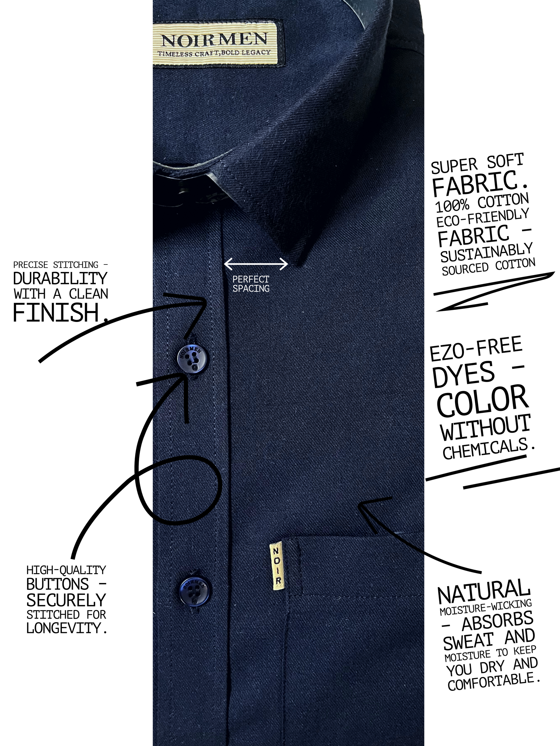 Men's Deep Navy Cotton Shirt - 100% Cotton Versatile Formal Casual Shirt