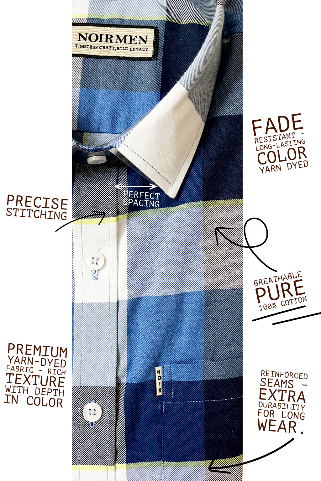 Premium Mens Shirt - Fade Resistant Cotton Formal Shirt | NOIR MEN