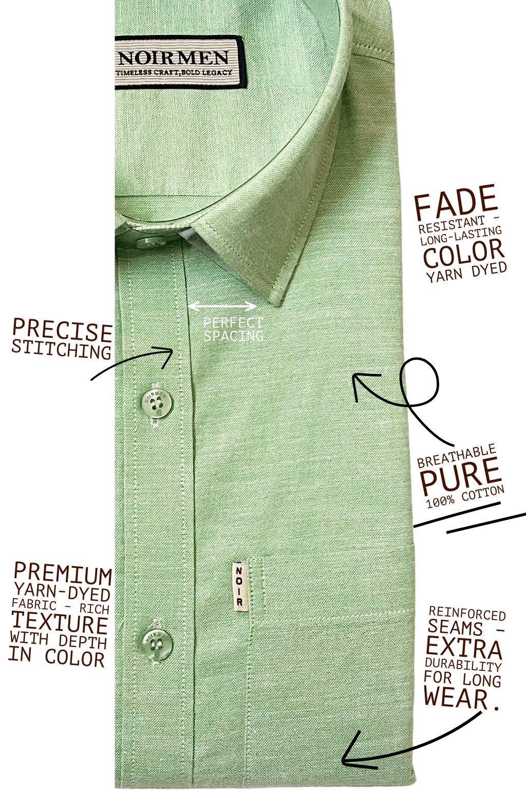 Men's Cotton Formal Shirt - 100% Pure Cotton Yarn Dyed Breathable Long Sleeve