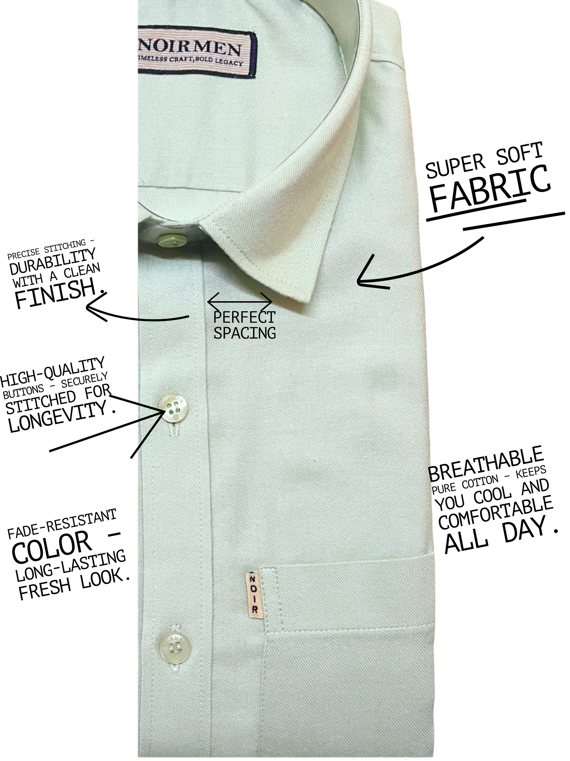 Men's Light Green Cotton Dress Shirt - Premium Formal Wear