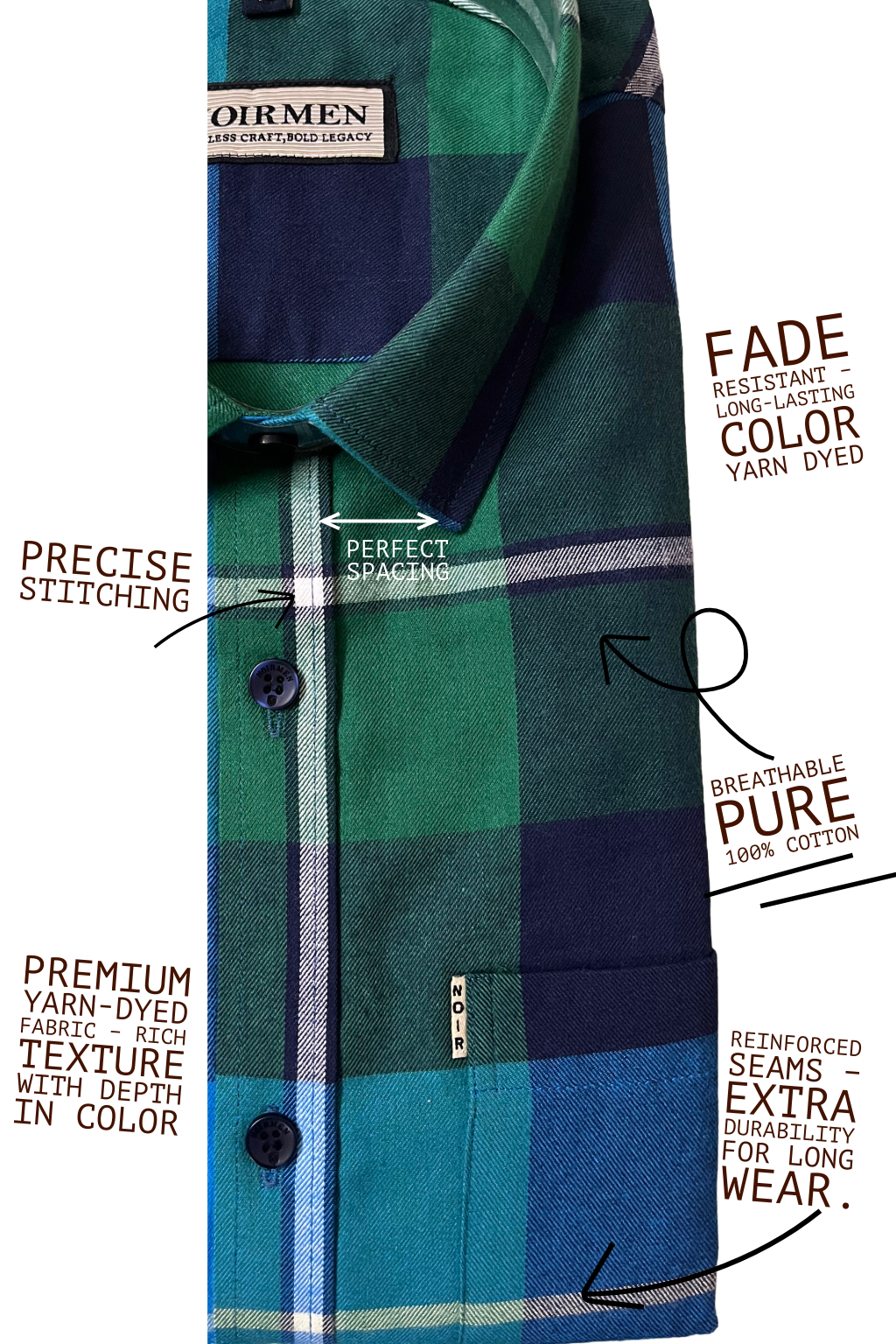 Men's Blue Green Check Shirt | 100% Yarn Dyed Cotton | Pre Winter Wear