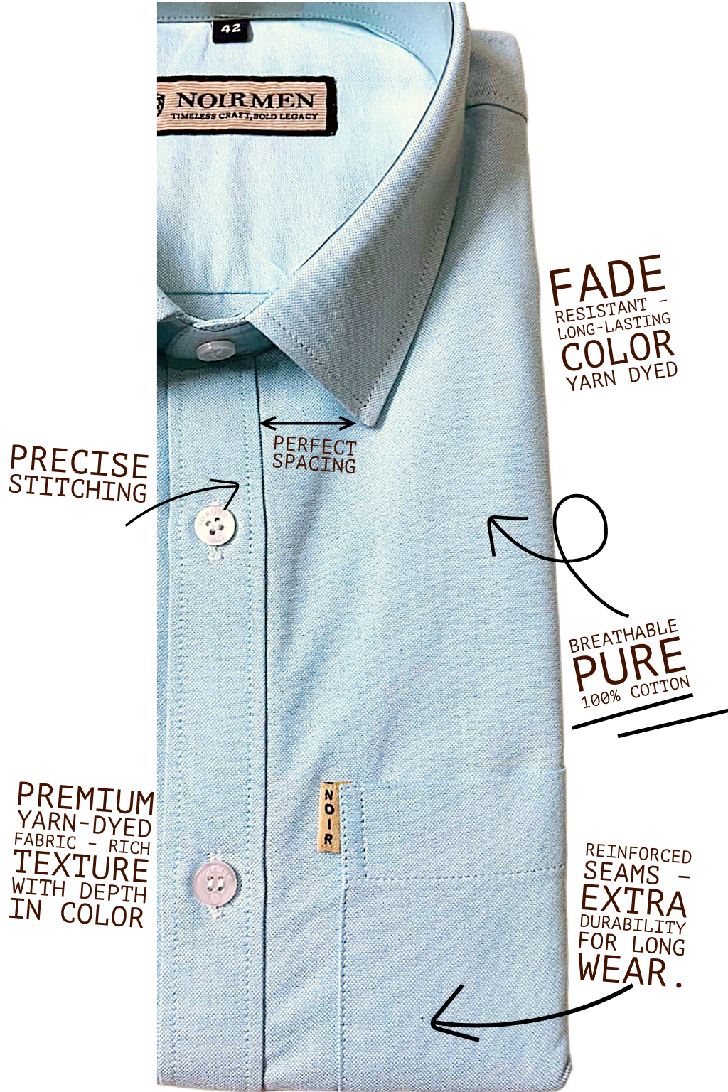 Premium Light Blue Cotton Shirt - Fade Resistant Breathable Fabric