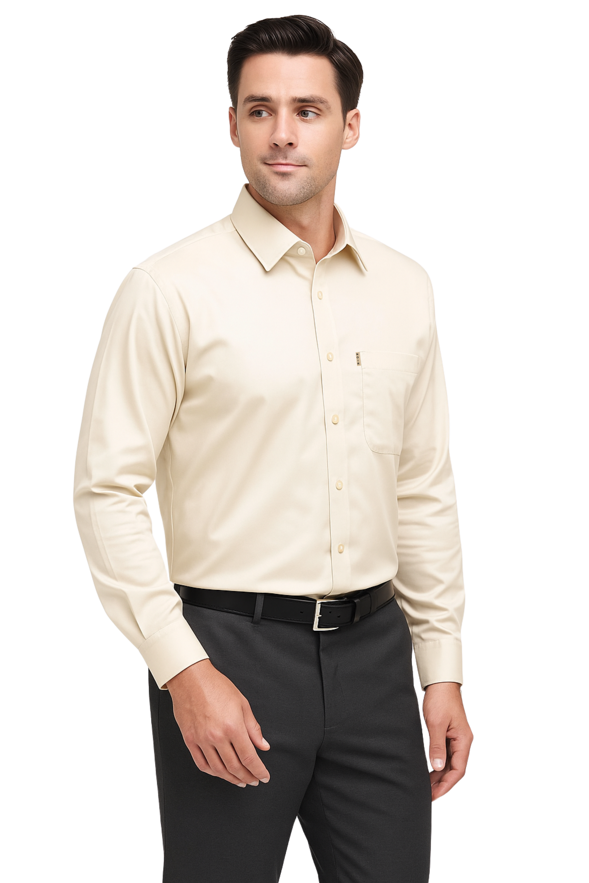 Cream Mens Shirt - Premium Cotton Formal Shirt for Office | NOIR MEN
