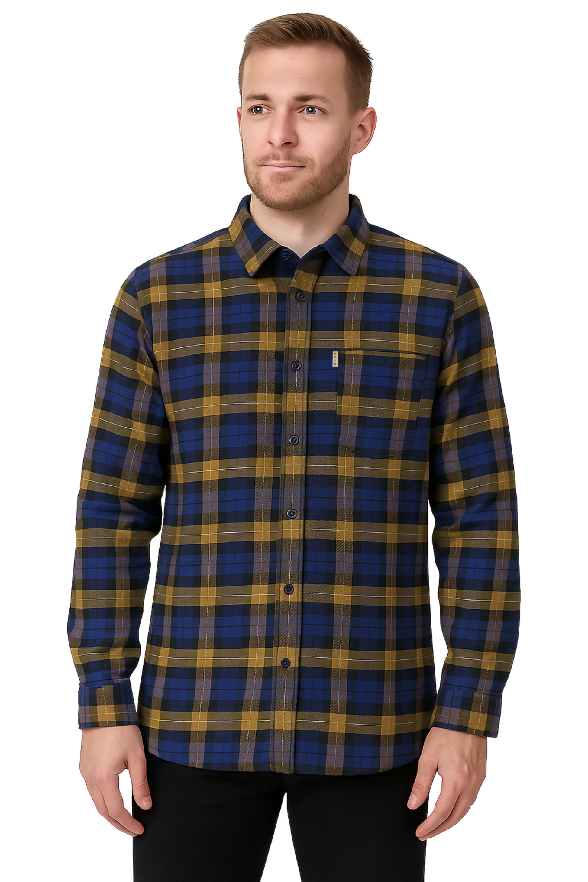 Men's Cotton Checkered Plaid Shirt – Casual Button-Up for Fall & Winter Layering
