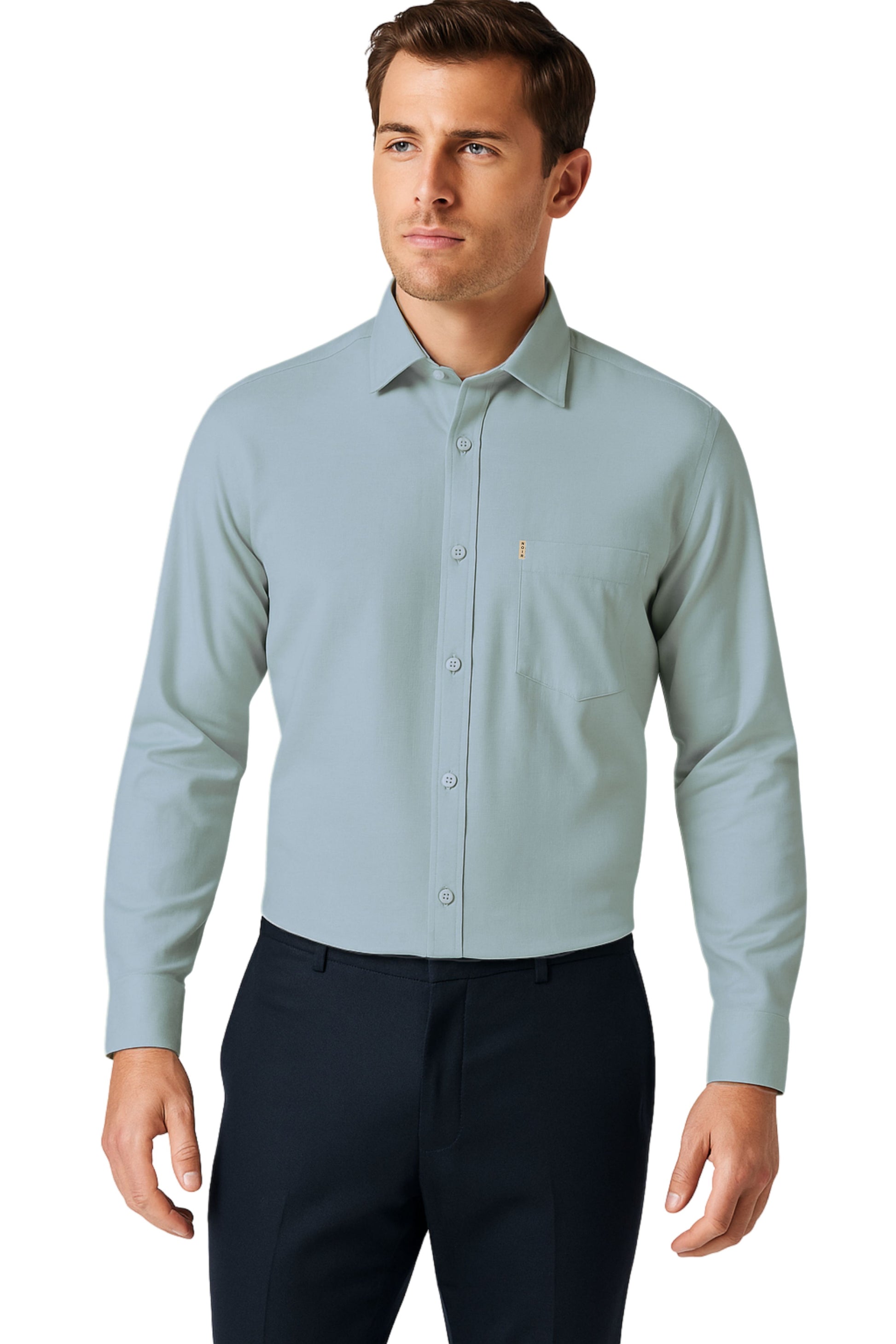 Men's Light Blue Cotton Dress Shirt - Premium Formal & Casual Wear