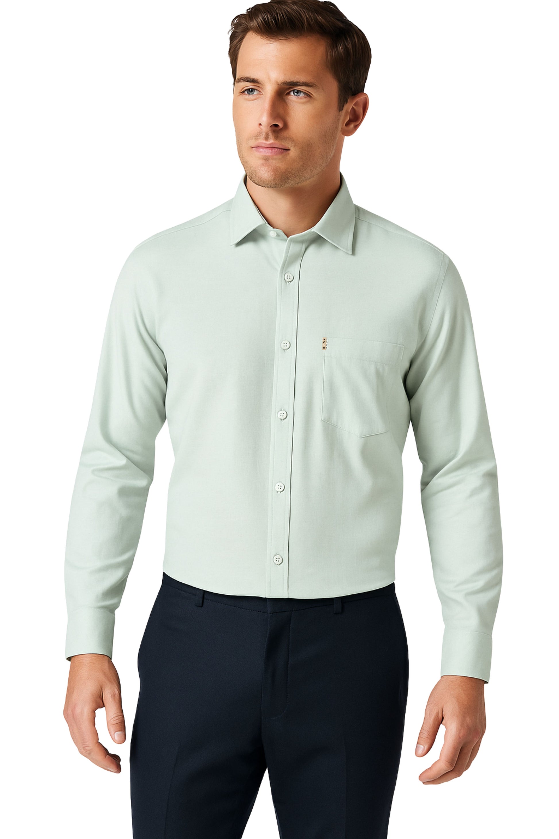 Men's Light Green Cotton Dress Shirt - Premium Formal Wear