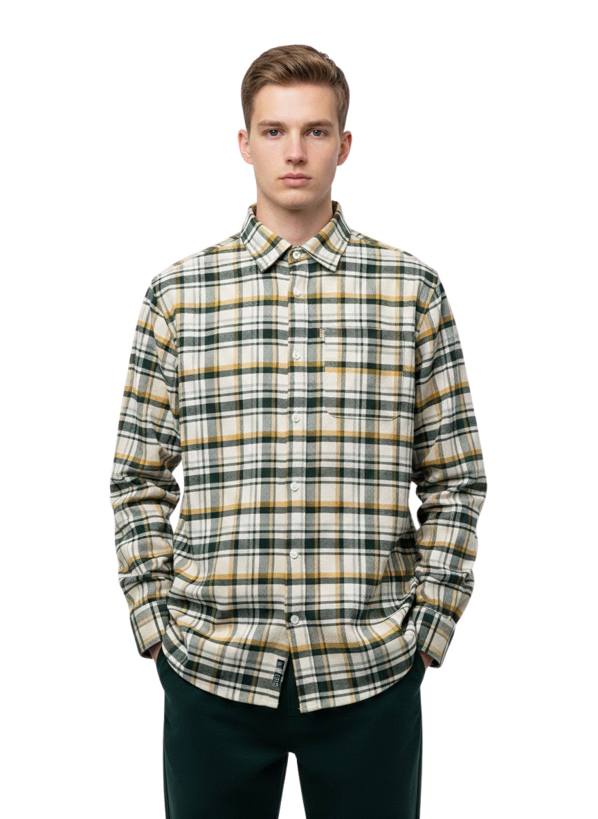 Men's Thick Cotton Shirts for Winter - Yellow Plaid 100% Cotton | Shop Noir Men